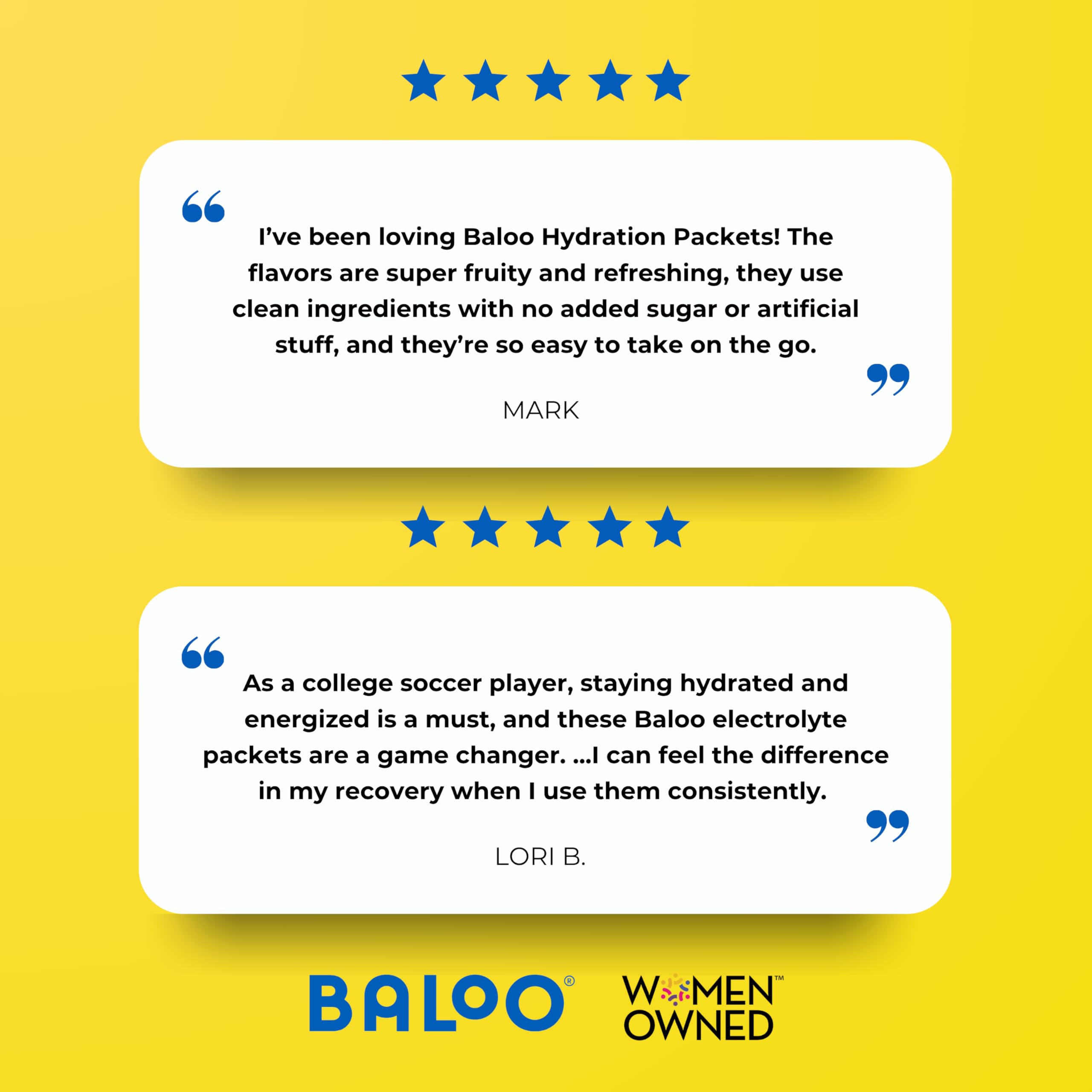 Baloo electrolytes 30ct packaging supports on-the-go hydration anywhere.