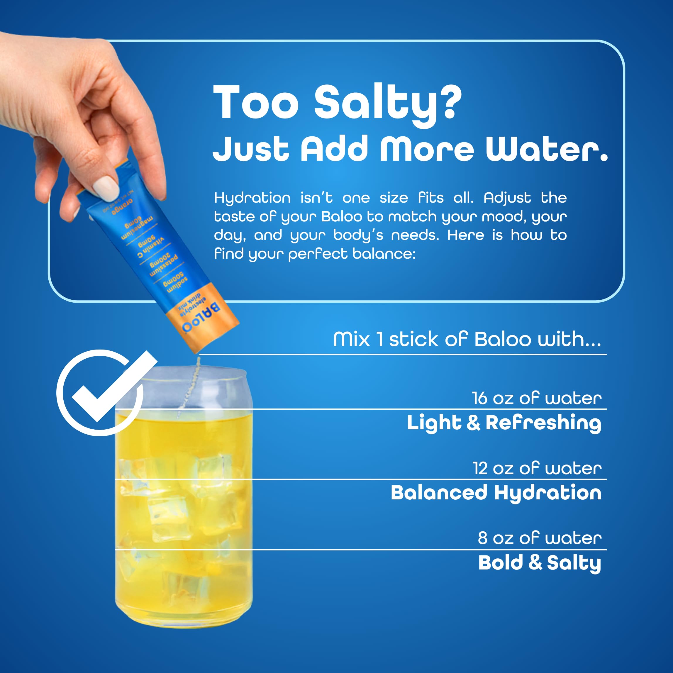 Baloo Electrolytes being mixed into water