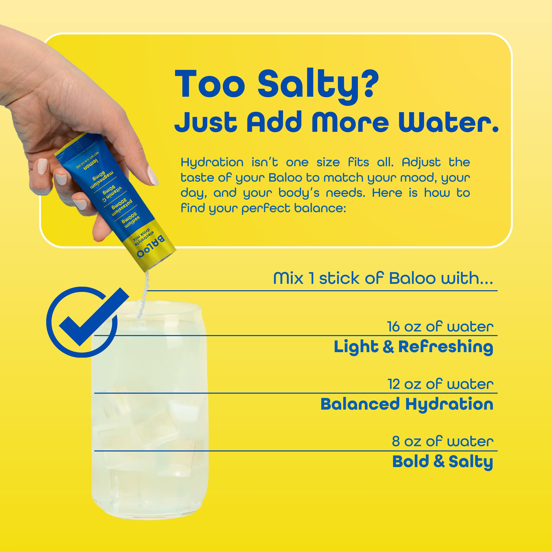 Baloo electrolytes ingredients panel highlighting sea salt and magnesium for mineral balance.