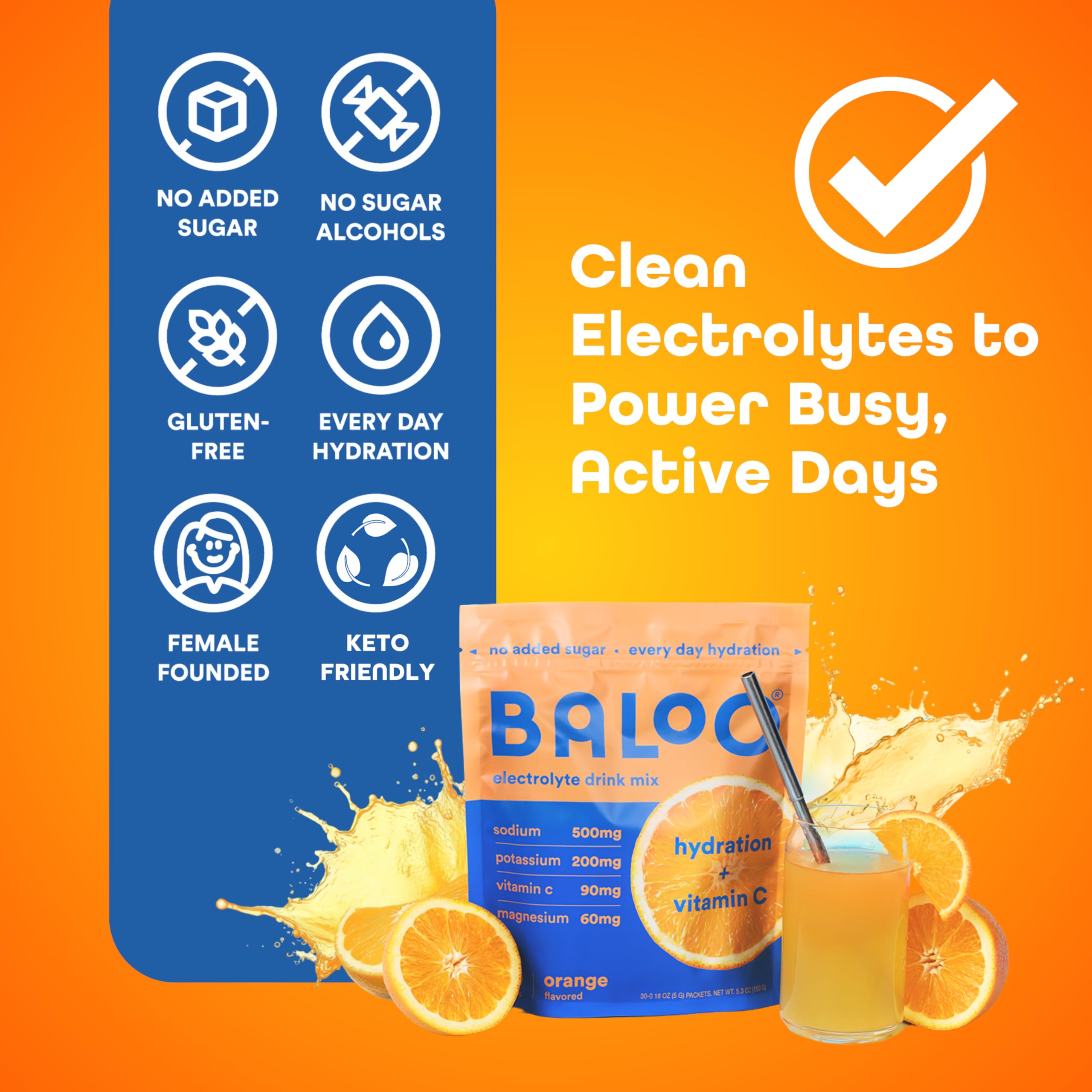 Baloo electrolytes measuring spoon shown for easy portioning.