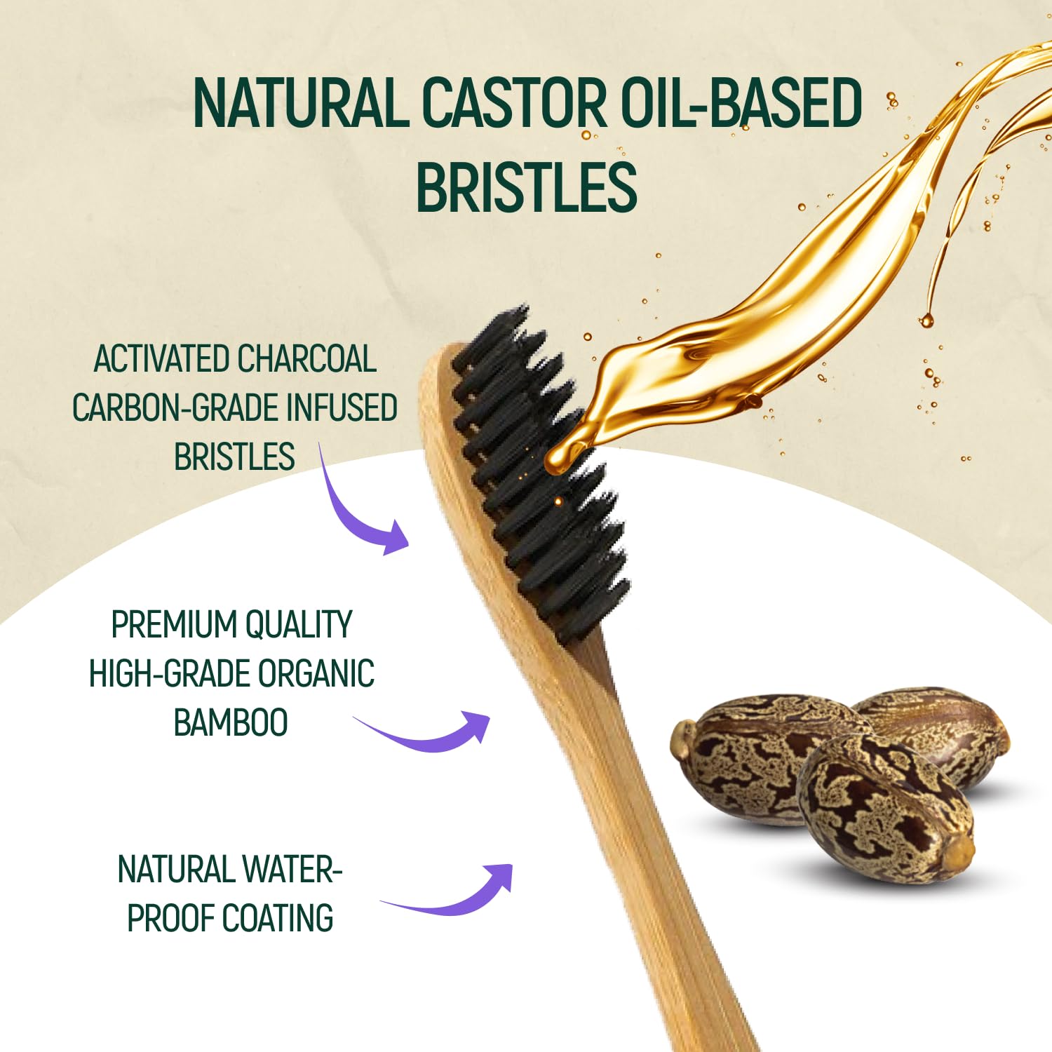 Activated charcoal-infused bristles for whitening