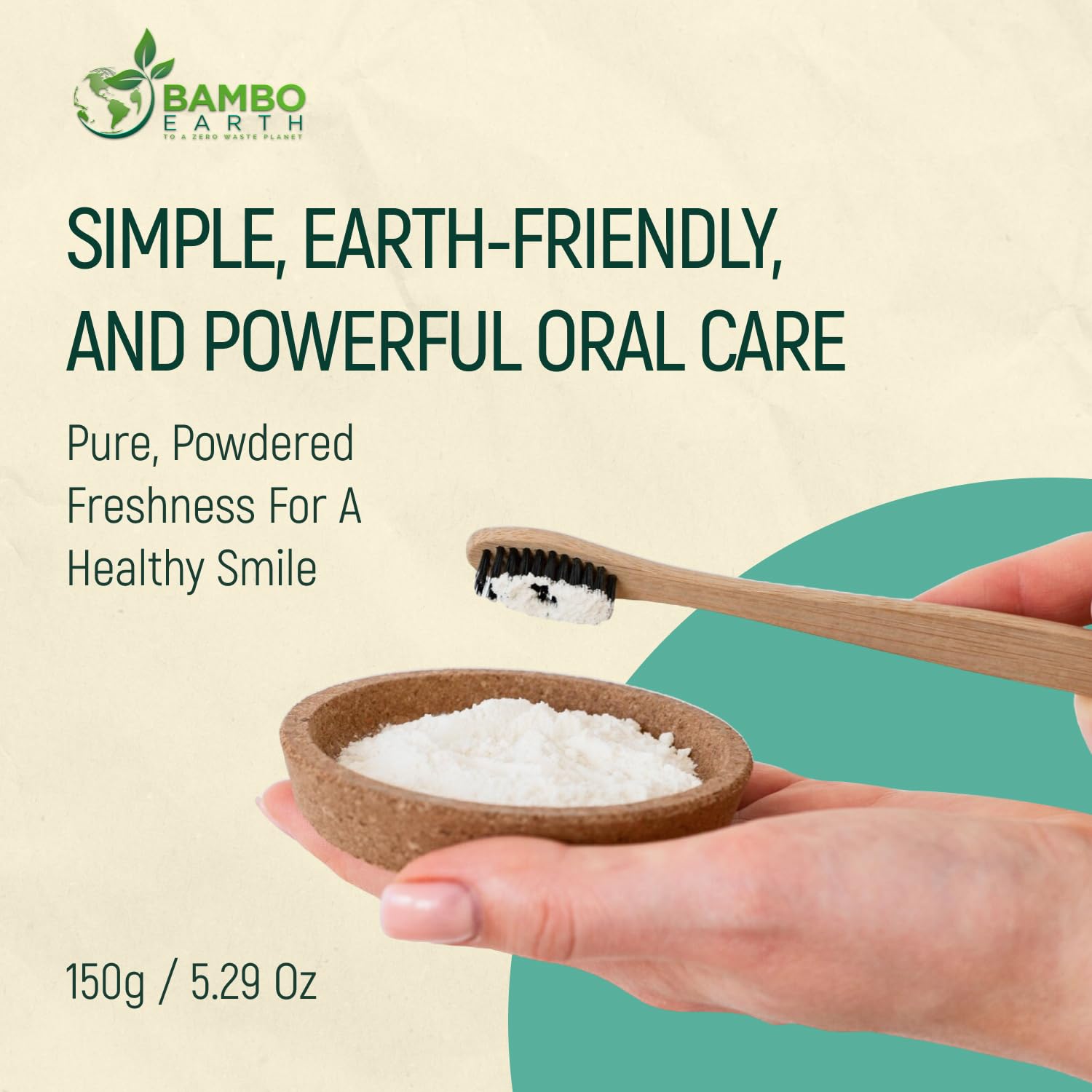 Natural ingredients and baking soda used in BAMBOEARTH toothpaste powder