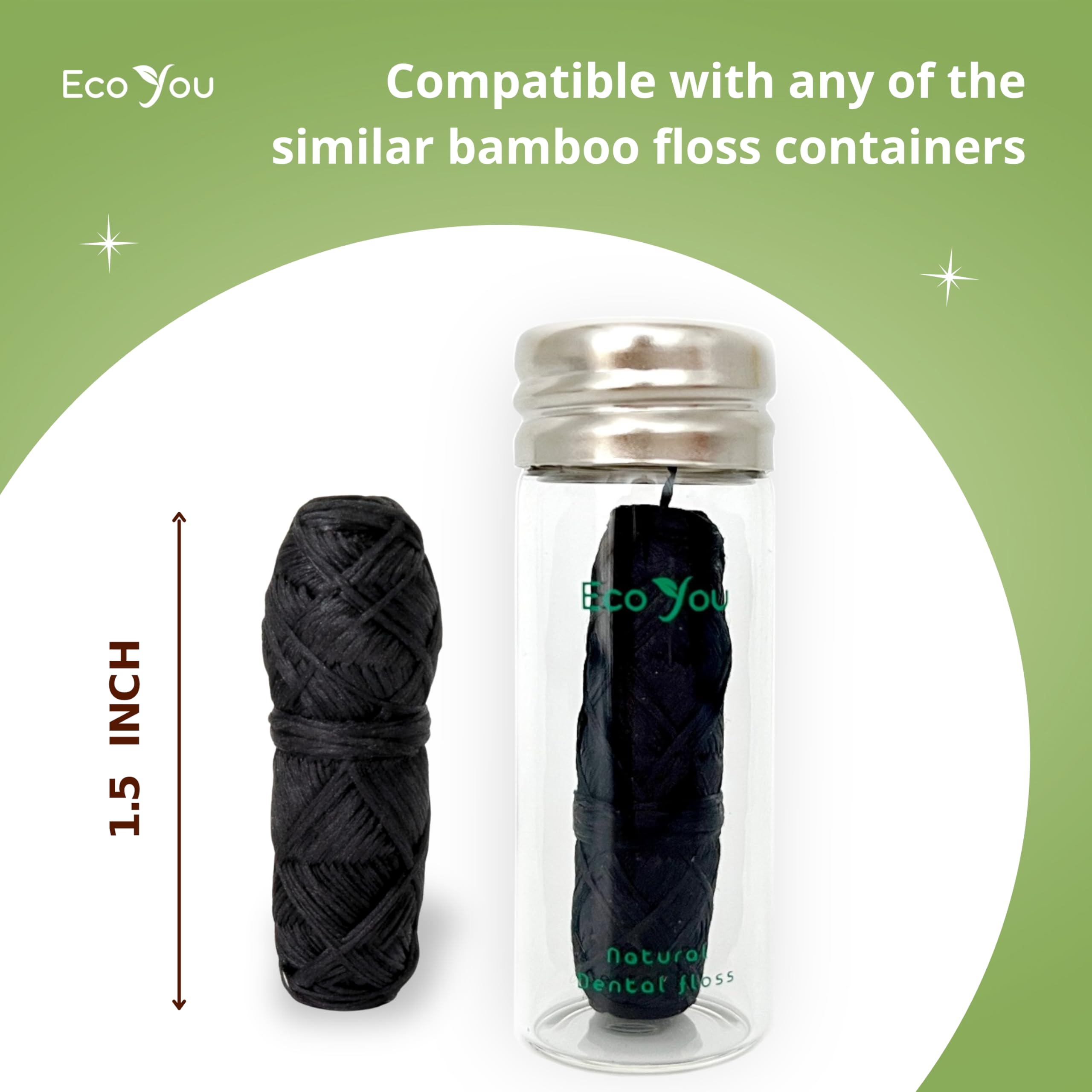 Close-up of woven bamboo charcoal dental floss fibers