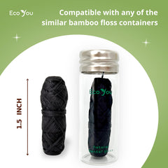 Close-up of woven bamboo charcoal dental floss fibers