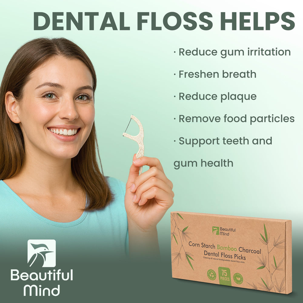 Bamboo charcoal thread dental floss picks
