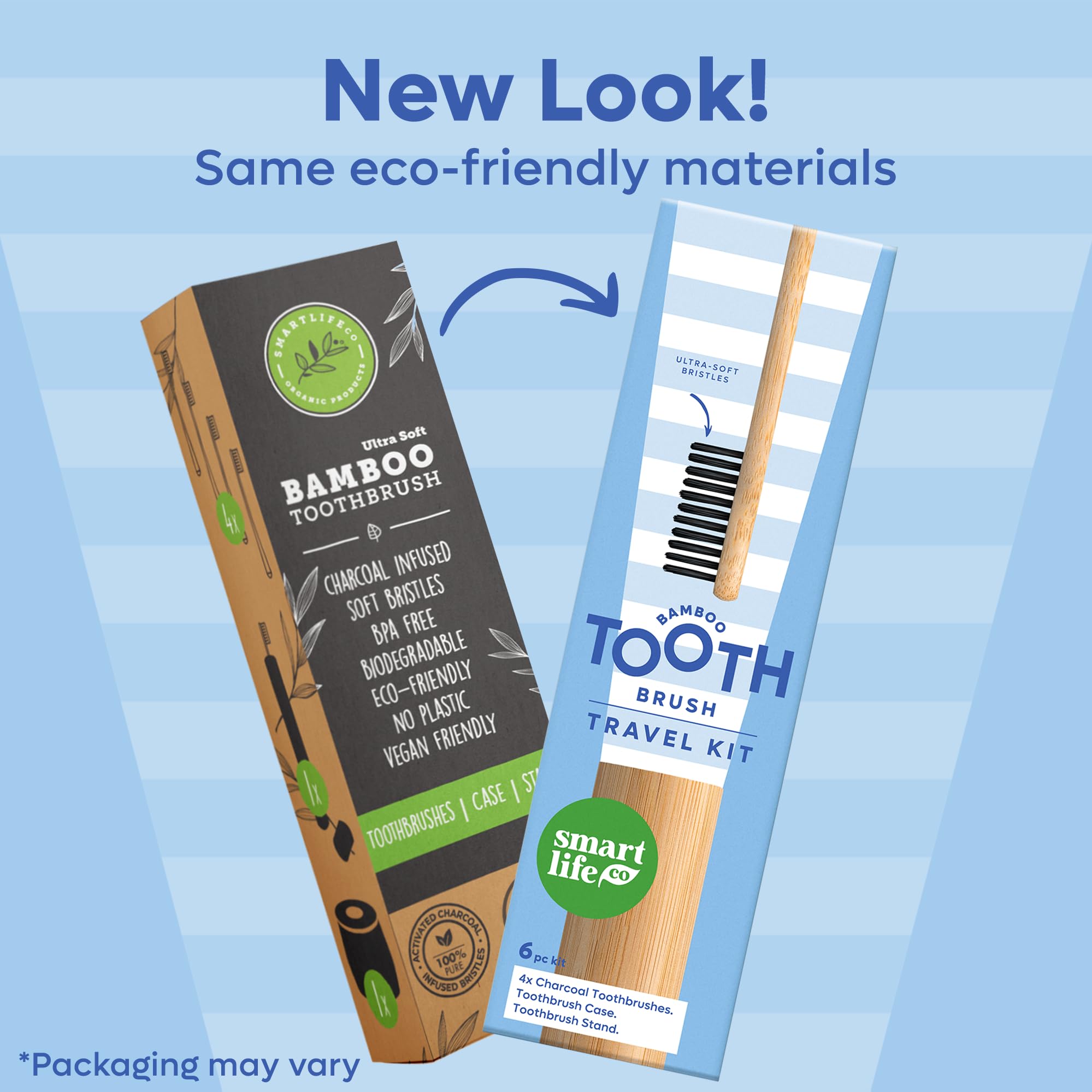 Four-pack toothbrushes on a stand