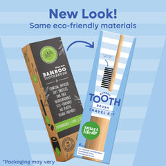 Four-pack toothbrushes on a stand