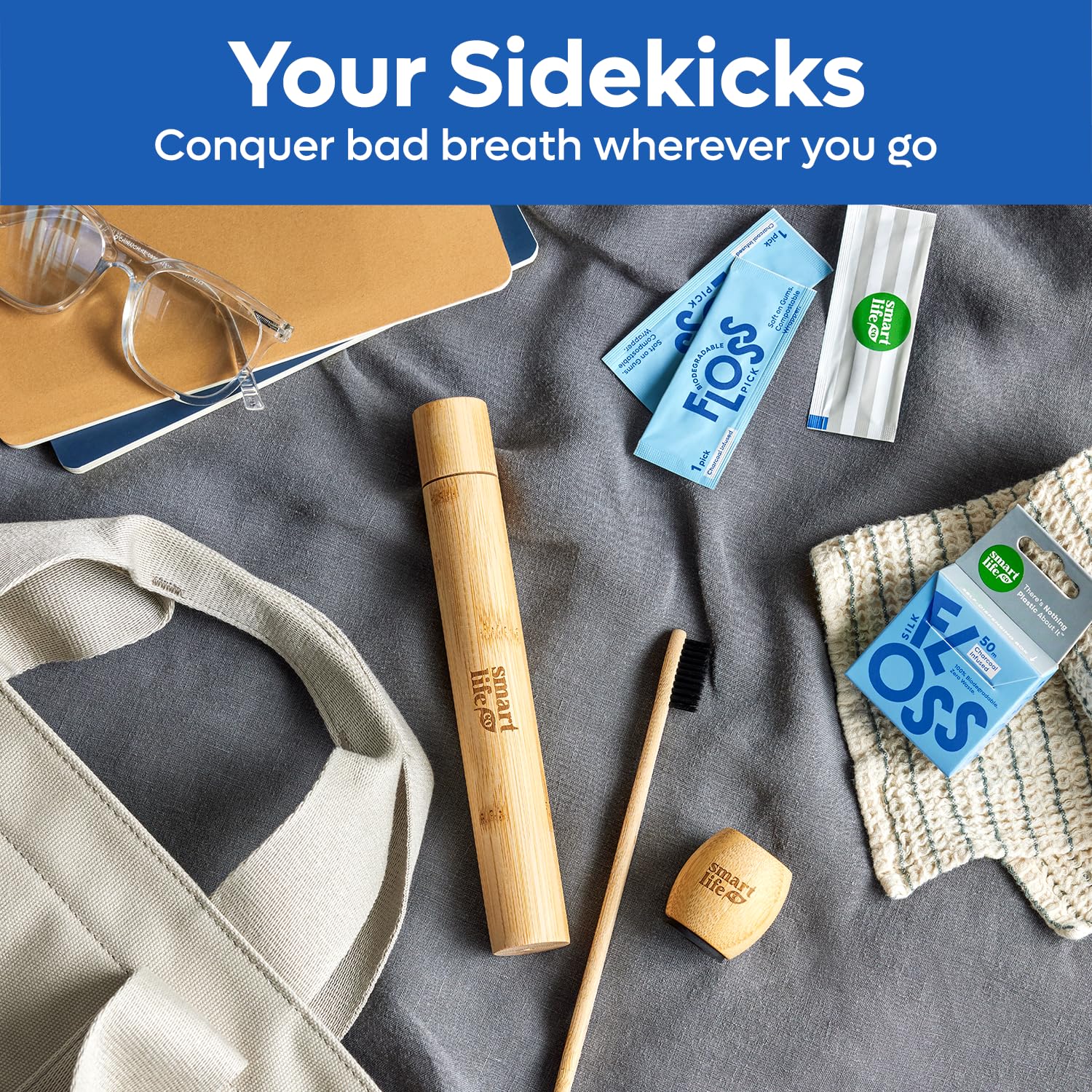Natural bamboo toothbrushes with charcoal elements