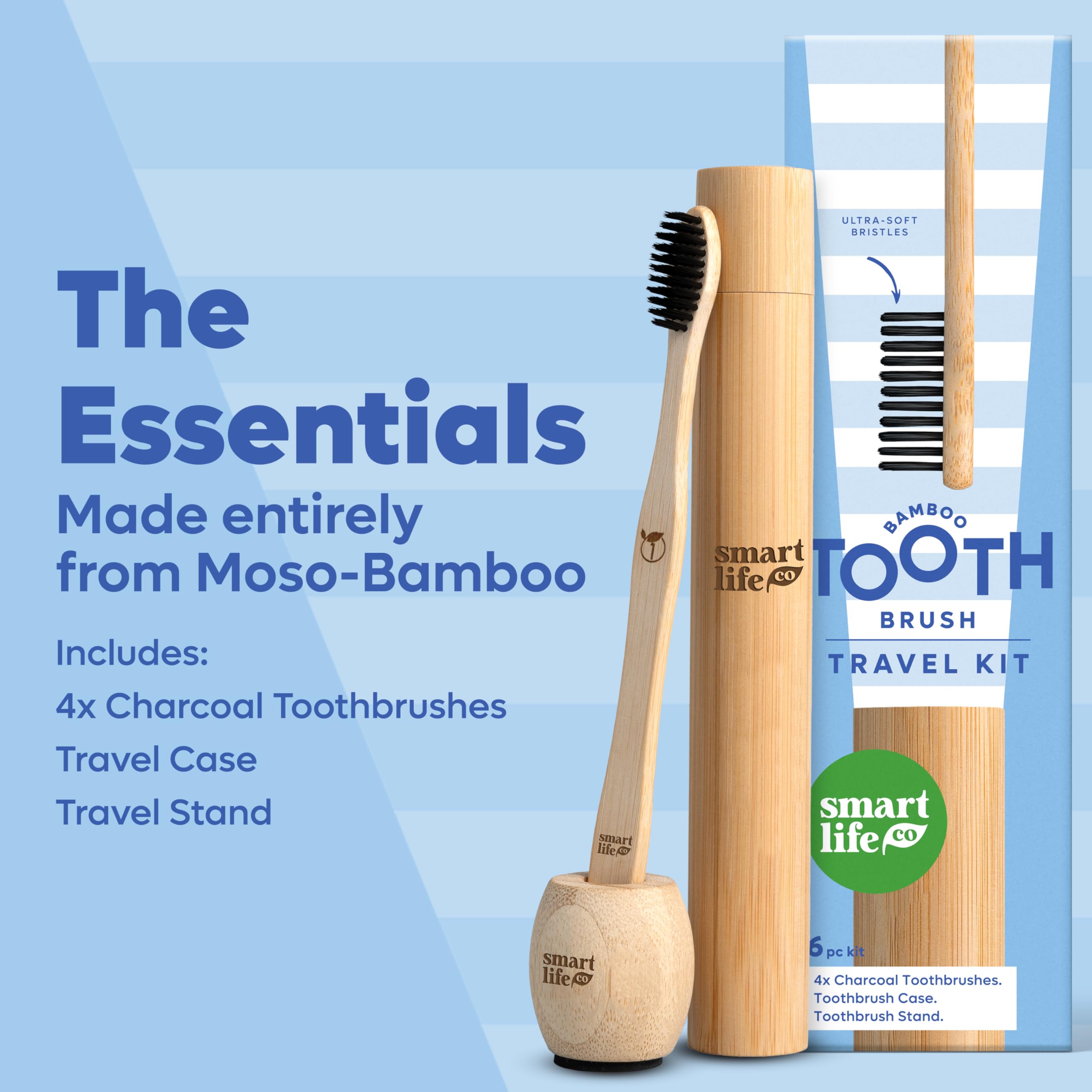 Close-up of ultra-soft bristles on a bamboo charcoal toothbrush