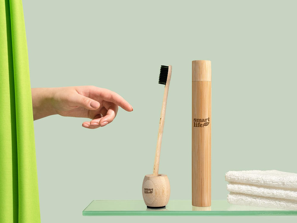 Wooden brush holder cover accessory