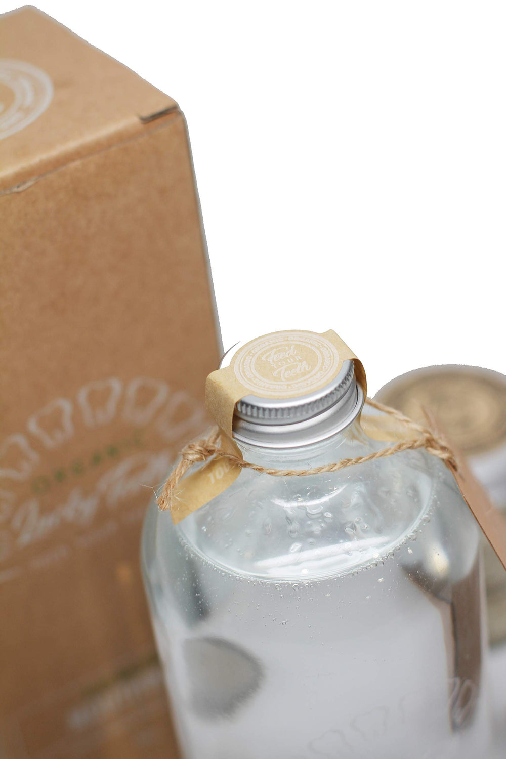 Bamboo cup used to dispense mouthwash
