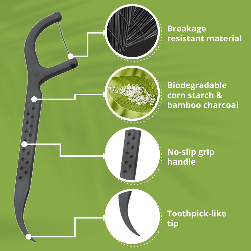 Shred-resistant bamboo floss thread close-up