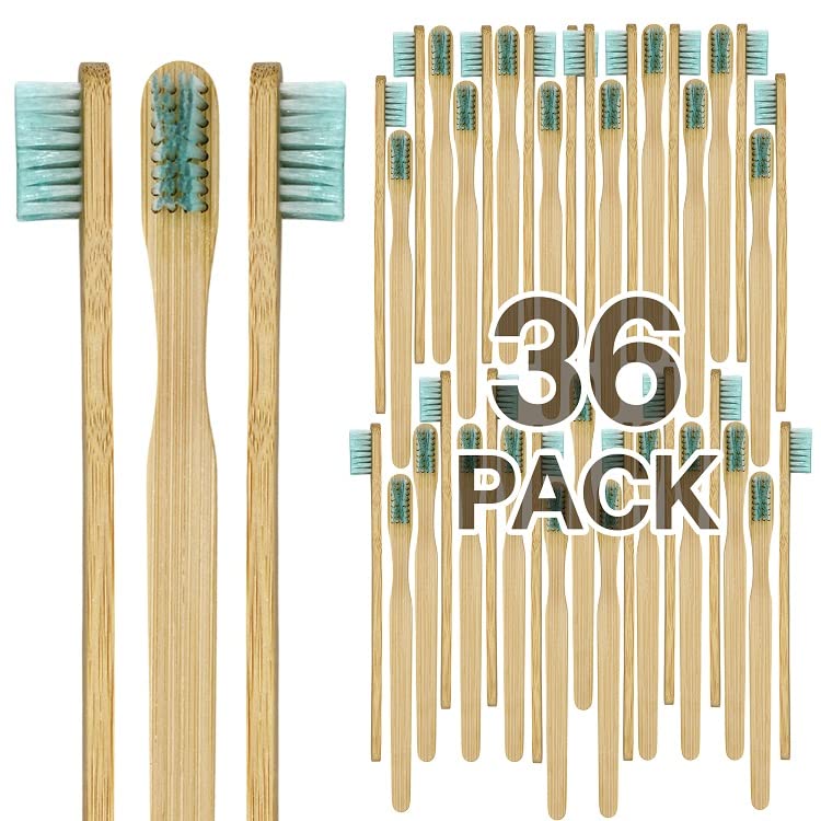 36-pack bamboo pre-pasted toothbrushes with eco-friendly biodegradable bamboo handle