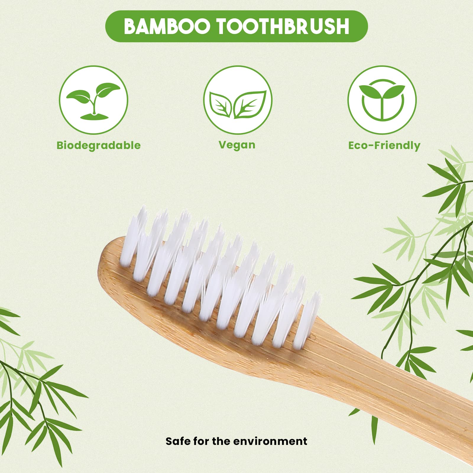 Close-up of medium-soft nylon bristles on bamboo handle