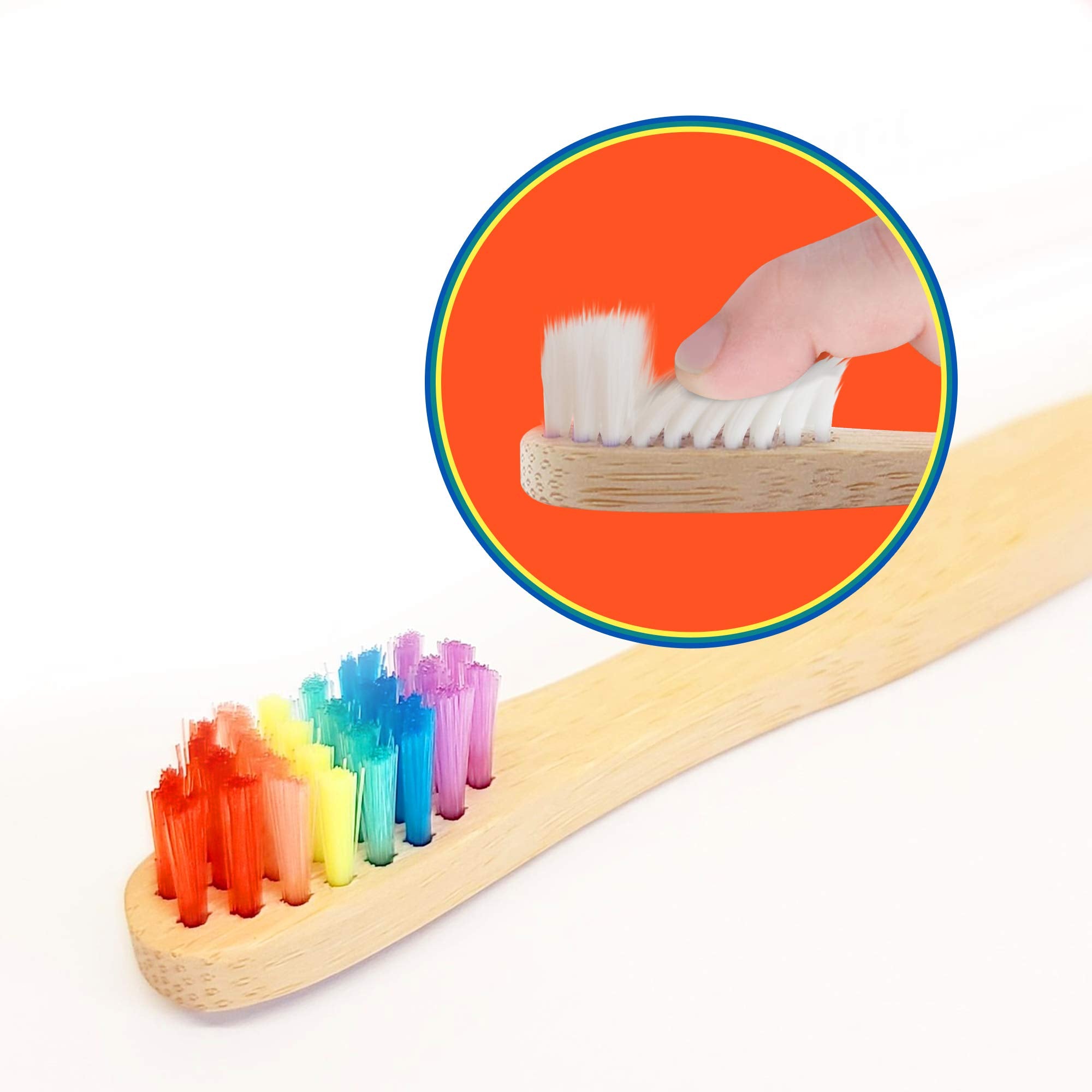 Rainbow-colored bamboo handle