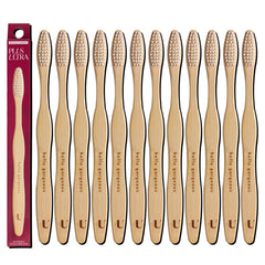 Biodegradable bamboo toothbrush 12-pack with extra-soft bristles