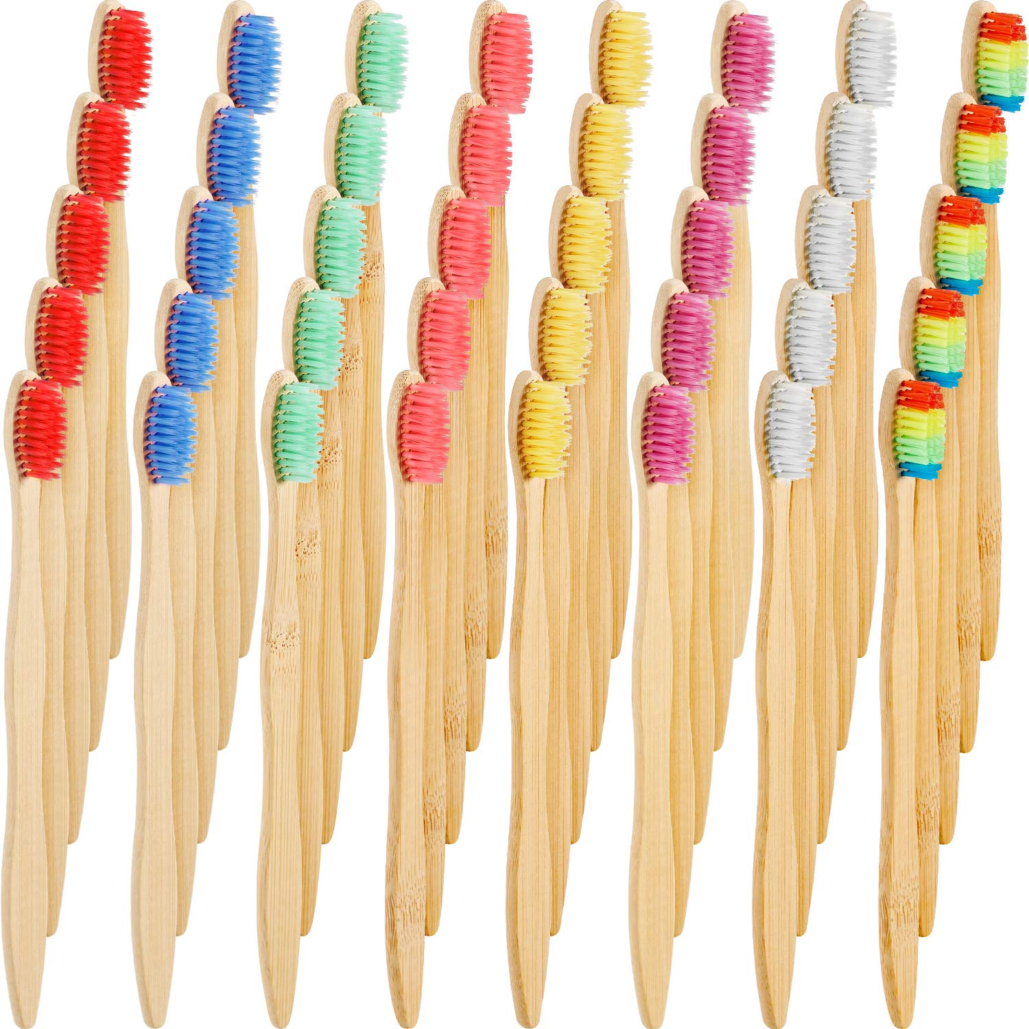 40 bamboo toothbrushes in multi-color set