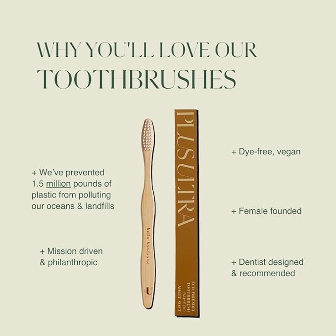 Close-up of extra-soft bristles on bamboo toothbrush