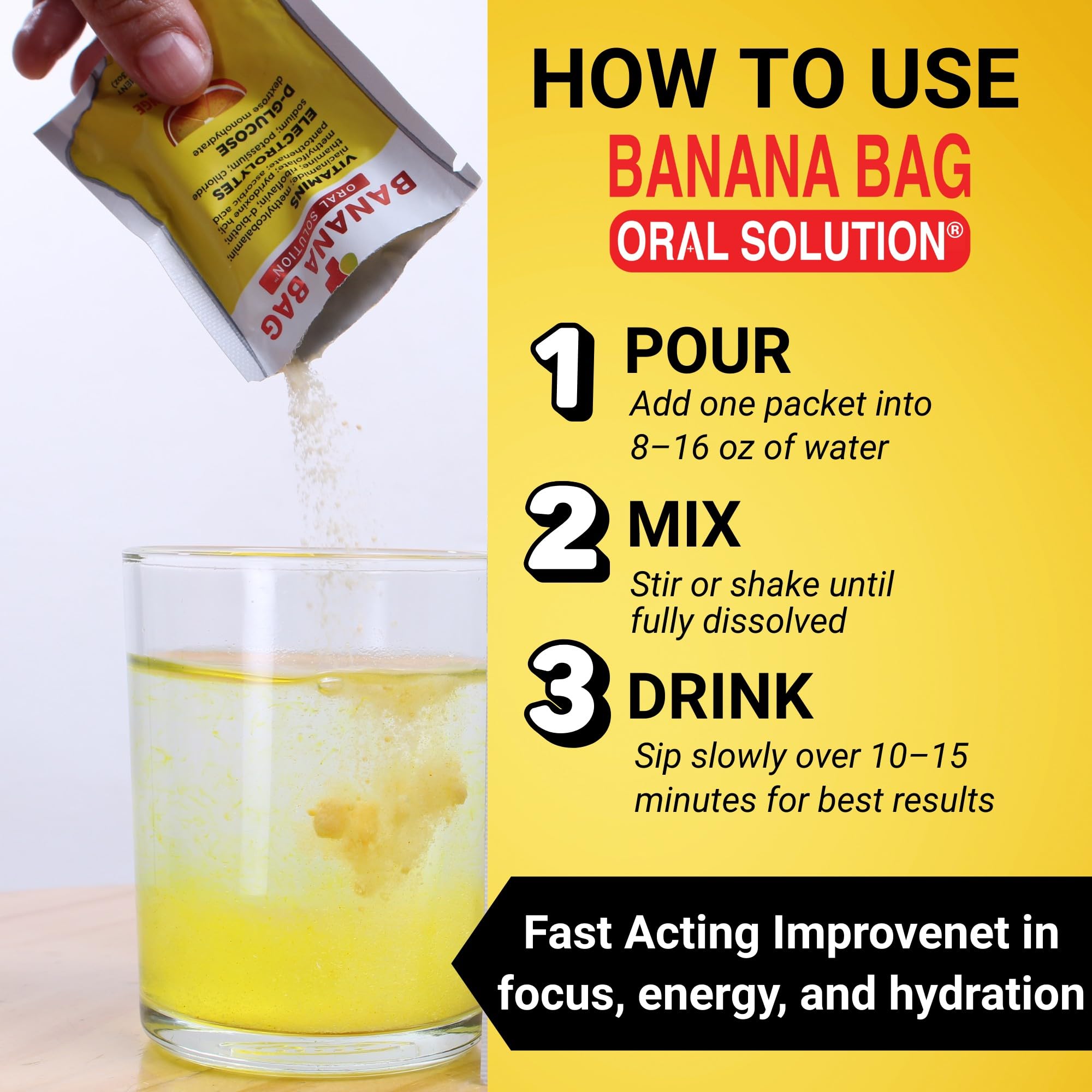 Banana Bag packets ready-to-go for busy on-the-go hydration