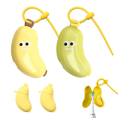 Green banana shaped toothbrush cover front view