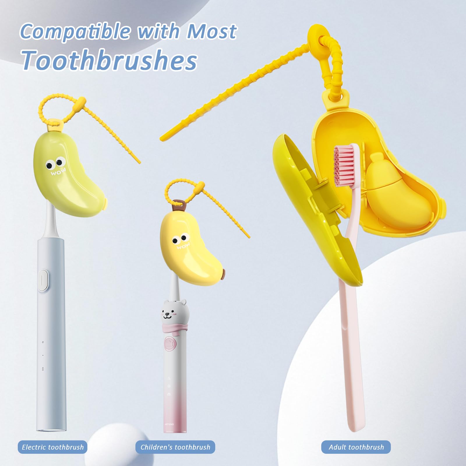 Green banana toothbrush cover open side with snap button