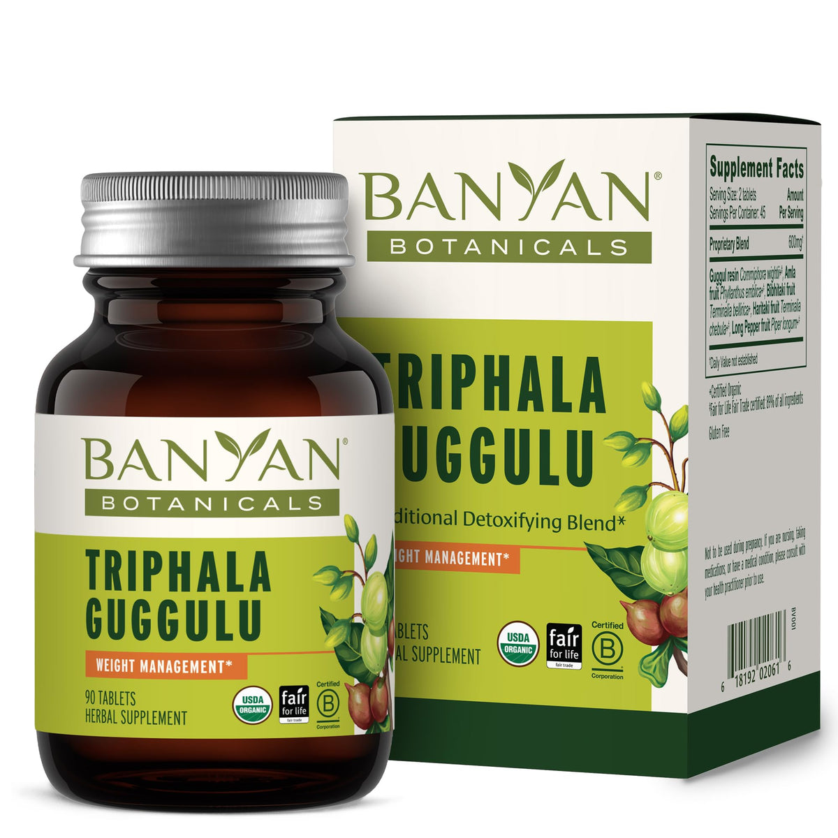 Bottle of Banyan Botanicals Triphala Guggulu 90 tablets