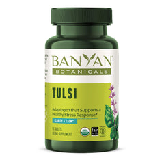 Front packaging of Banyan Botanicals Tulsi (Holy Basil) 90 tablets