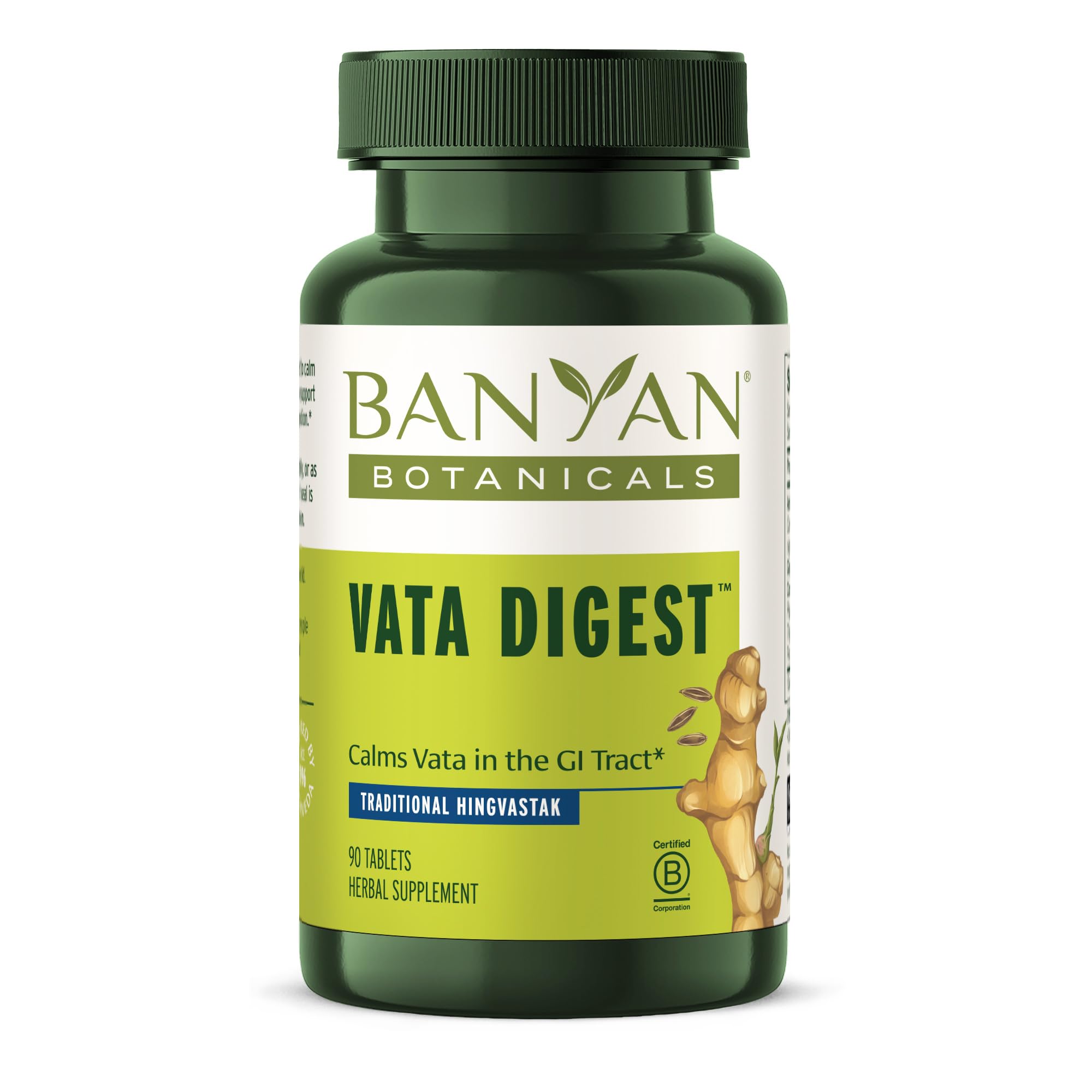 Bottle of Banyan Botanicals Vata Digest 90 tablets