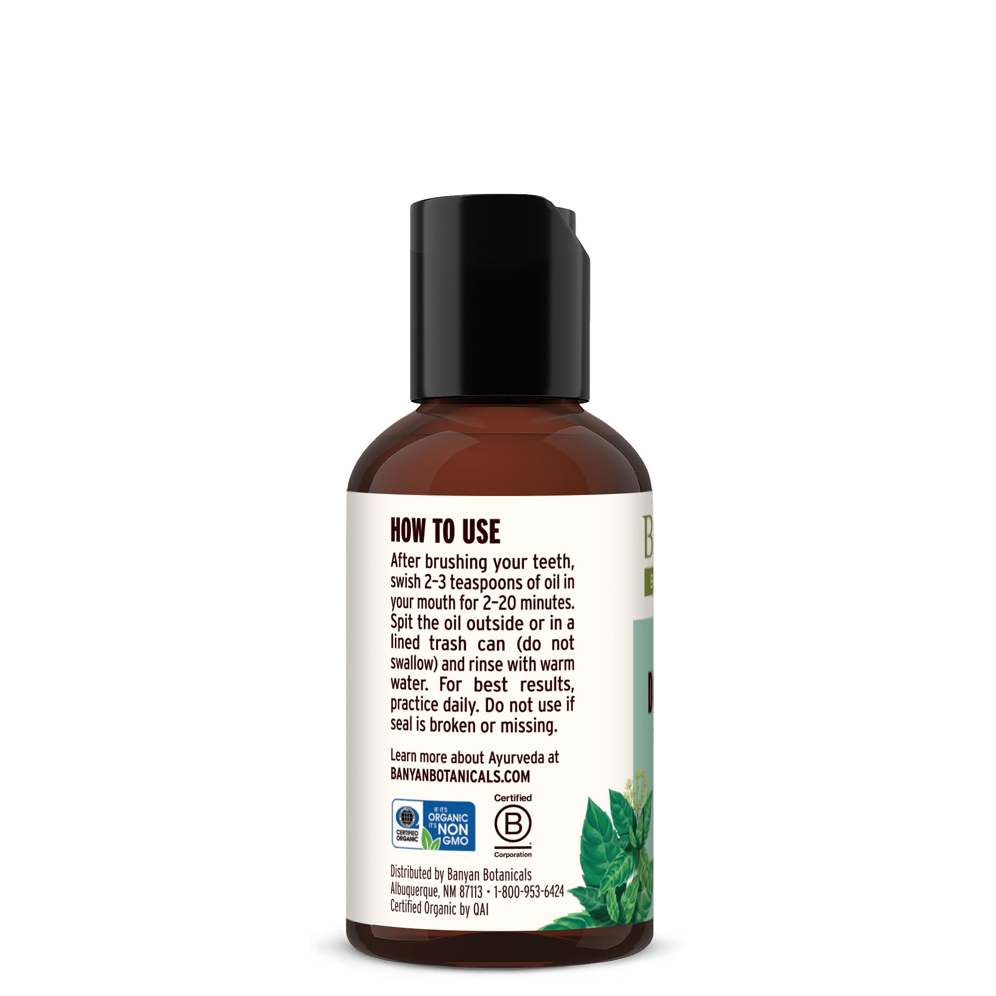 Travel-friendly 2 oz bottle for oil pulling