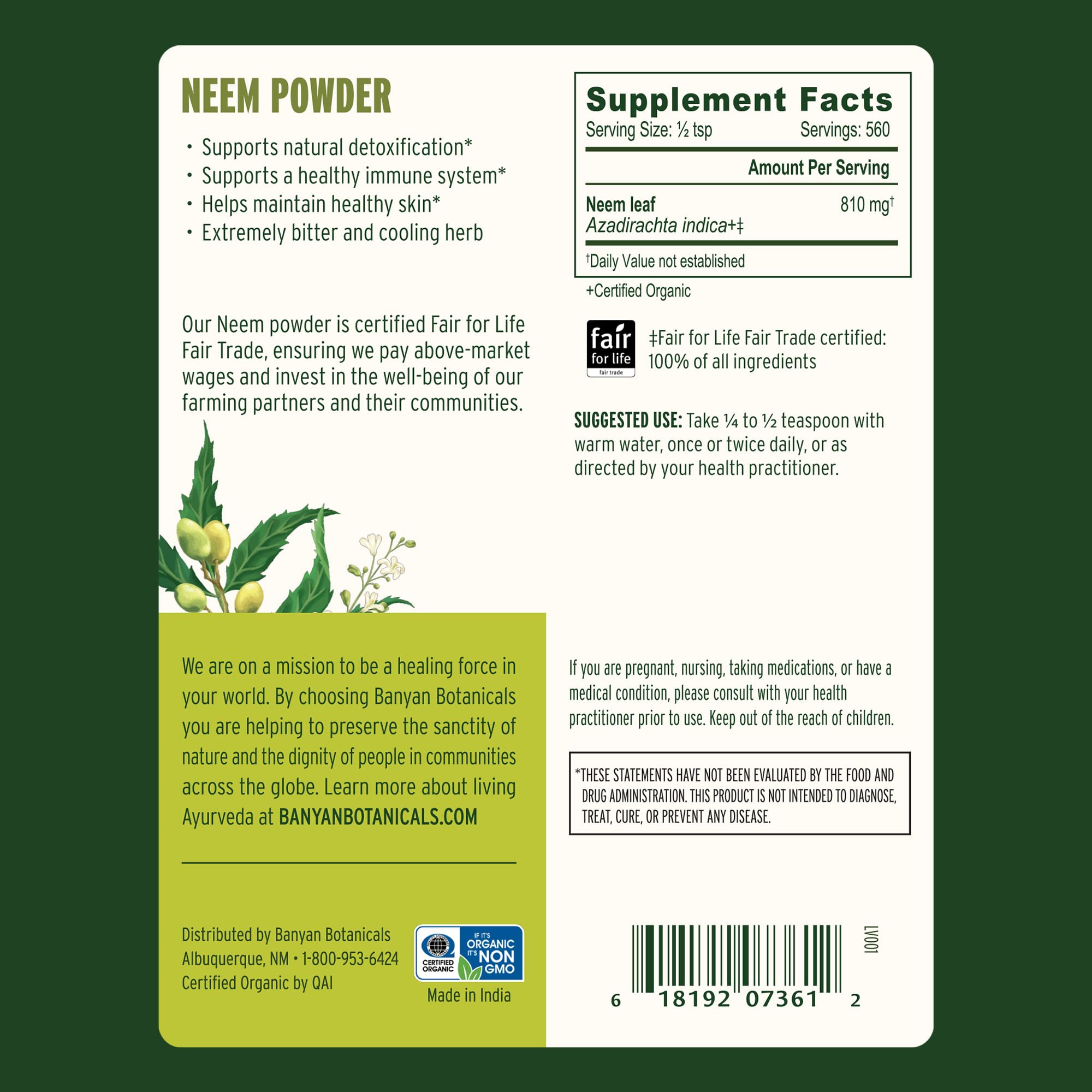Neem powder for healthy skin and complexion