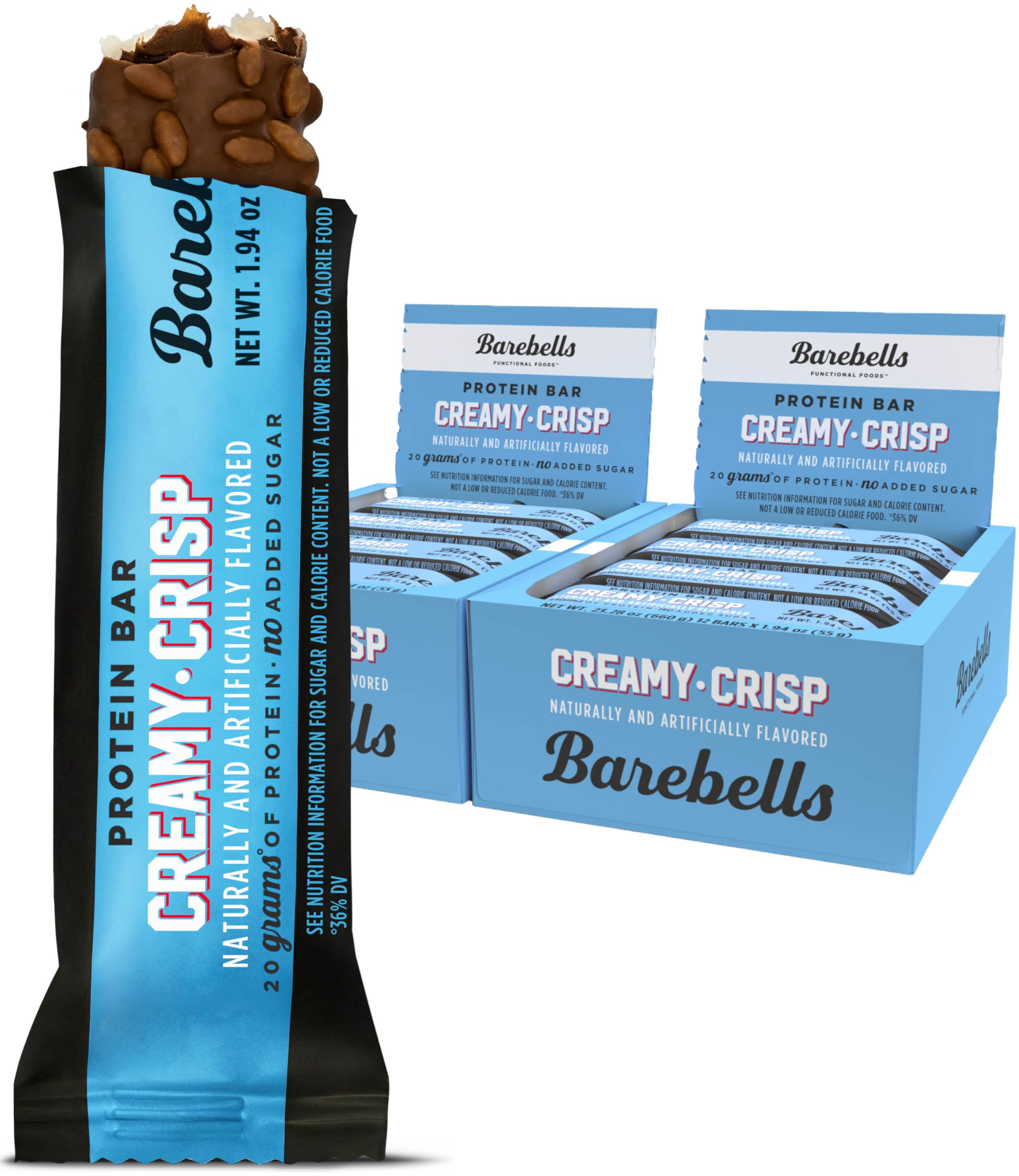 Barebells Creamy Crisp bar pack of 2 unwraps for on-the-go snacking and fuel