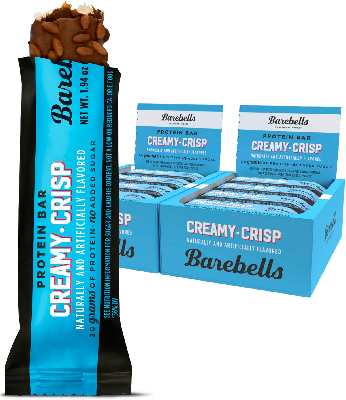 Barebells Creamy Crisp bar pack of 2 unwraps for on-the-go snacking and fuel