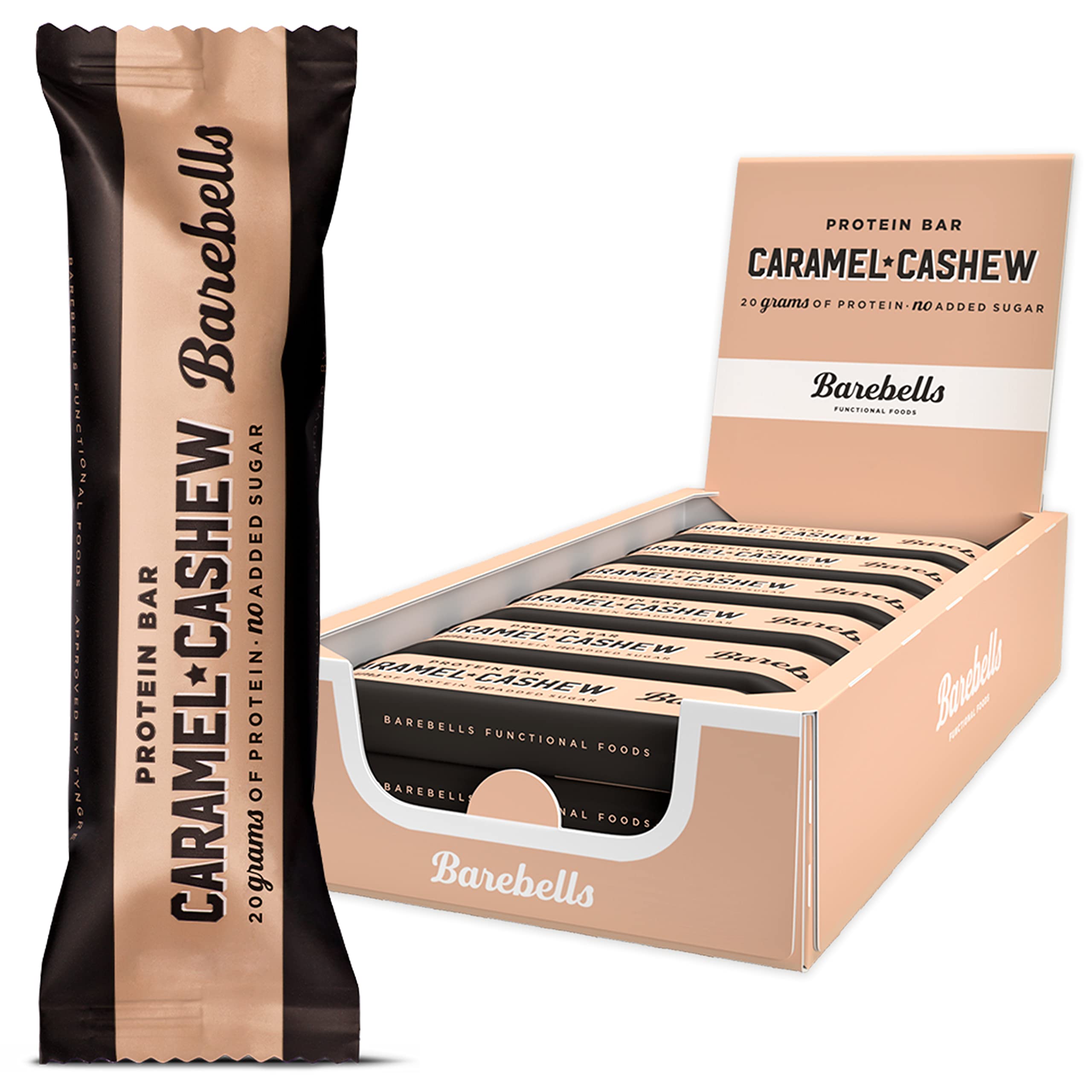 Barebells protein bar caramel cashew packshot for convenient protein boost on the go