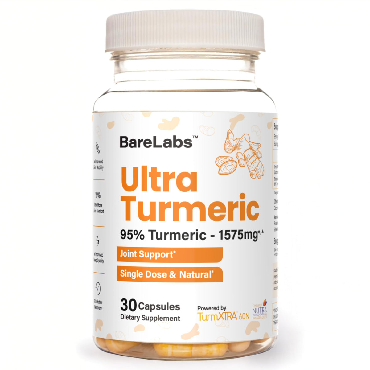 BareLabs Turmeric Curcumin capsules front view