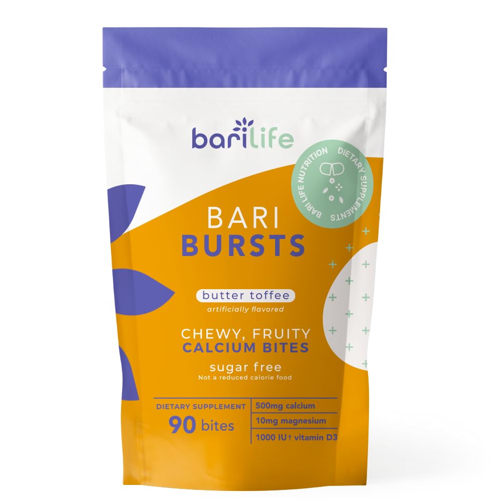 BariBurst calcium bites package highlighting bone support and grab-and-go convenience