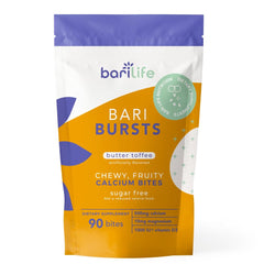 BariBurst calcium bites package highlighting bone support and grab-and-go convenience