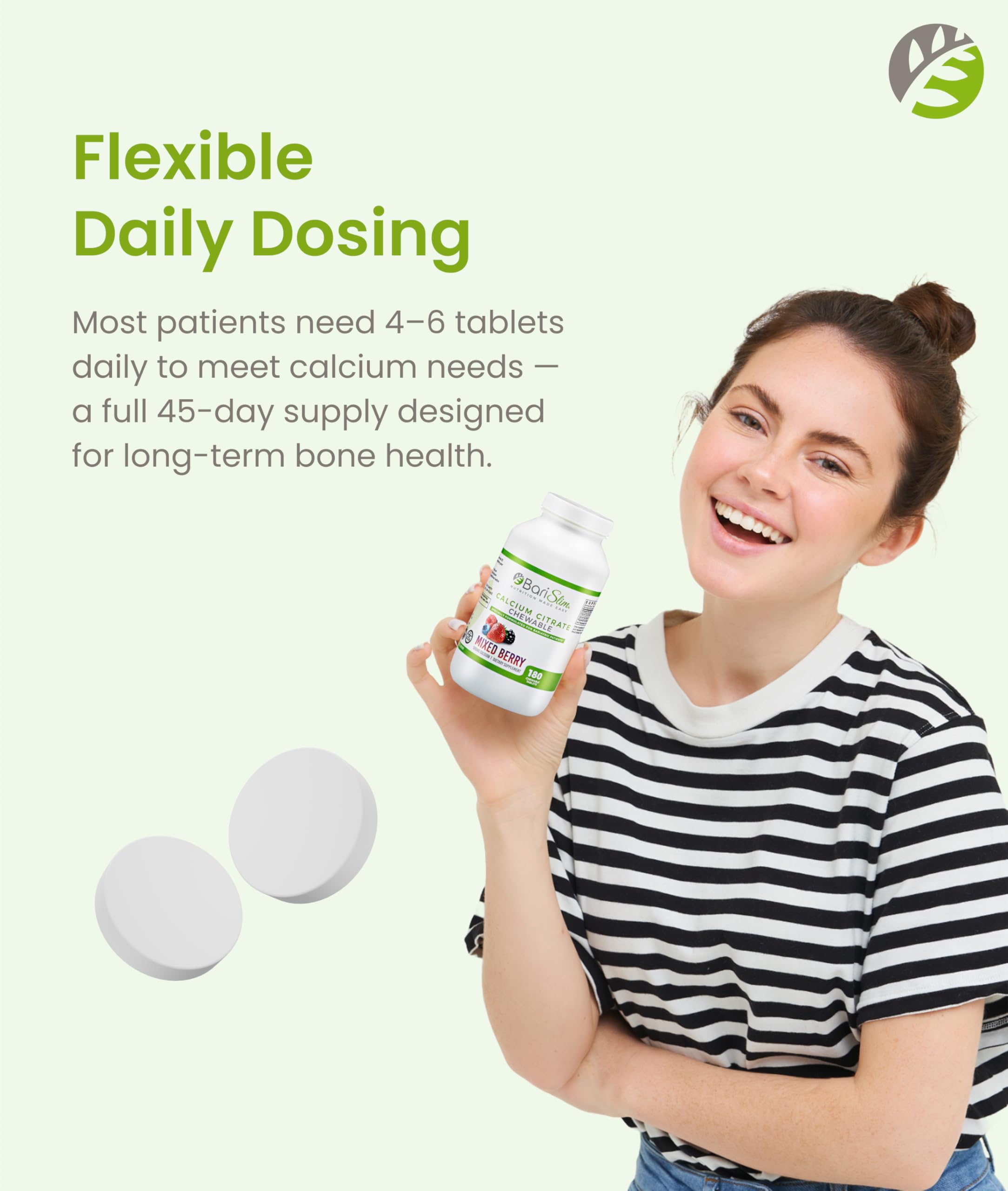 BariSlim chewable tablets arranged on white background