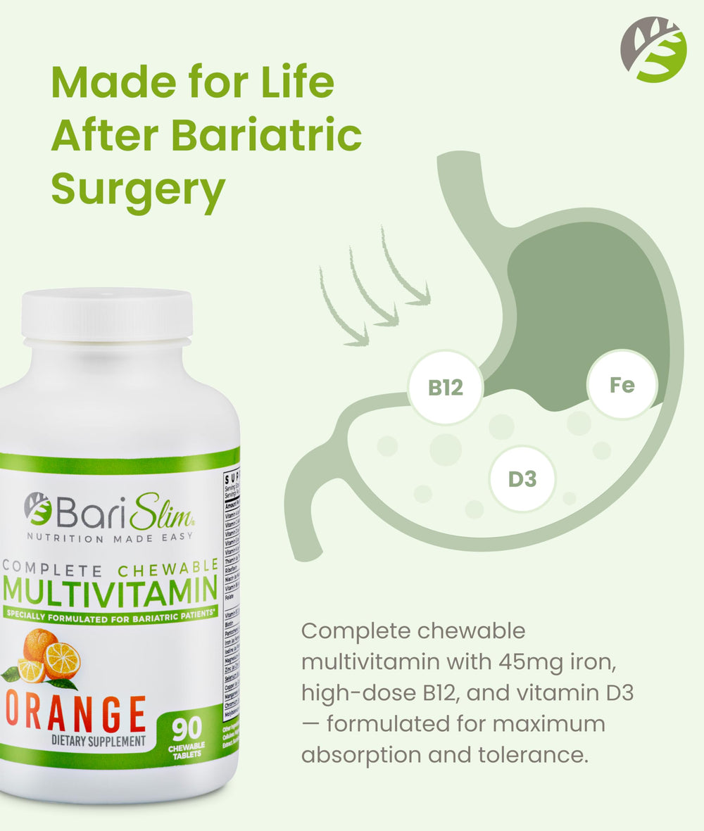 BariSlim multivitamin chewable tablet with nutritional highlights