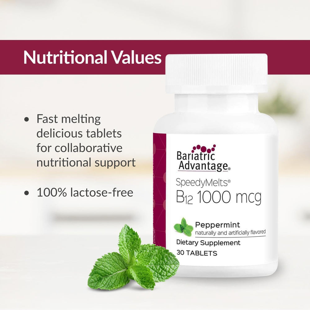 Front of the Bariatric Advantage B-12 Speedy Melts 30-count bottle