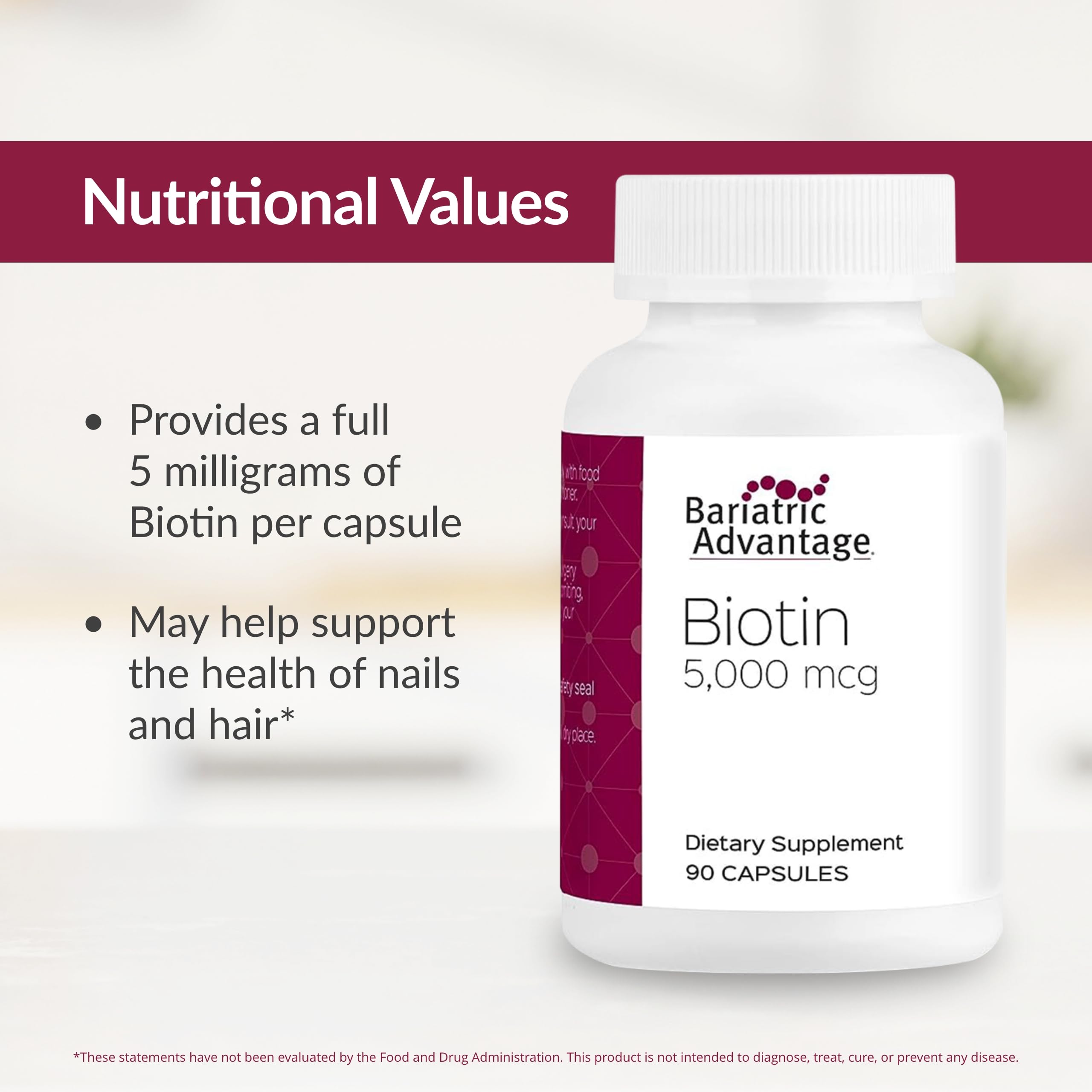 Nutrition facts for Bariatric Advantage Biotin 5,000 mcg