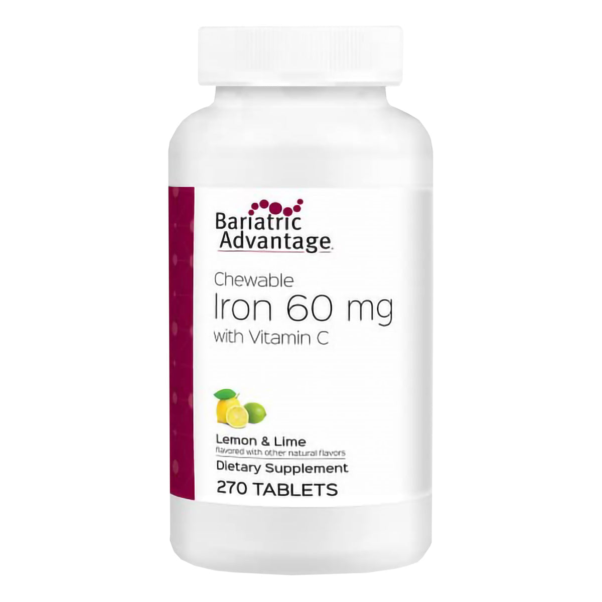Bariatric Advantage Iron 60 mg with Vitamin C Lemon Lime 270 count bottle (hero image)