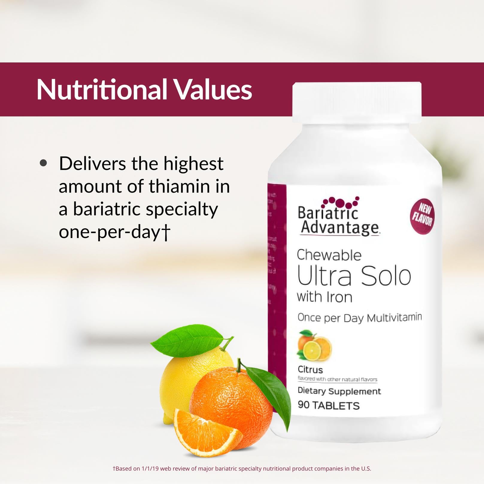 Gluten-free label and citrus flavor emphasis for Bariatric Advantage Ultra Solo with Iron