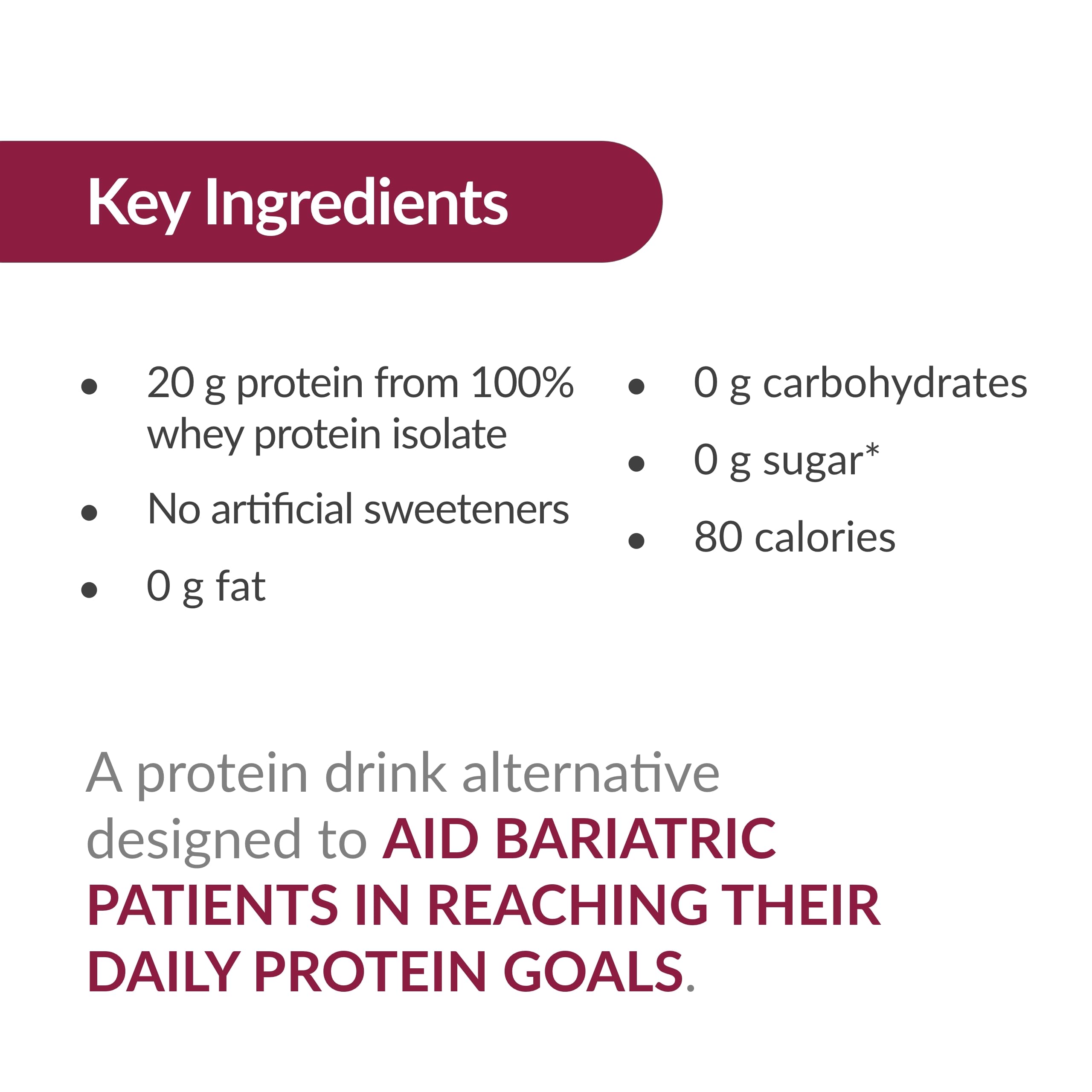 Bariatric Advantage Clearly Protein fruit-punch packaging image hints flavor and nutrition for bariatric diets.