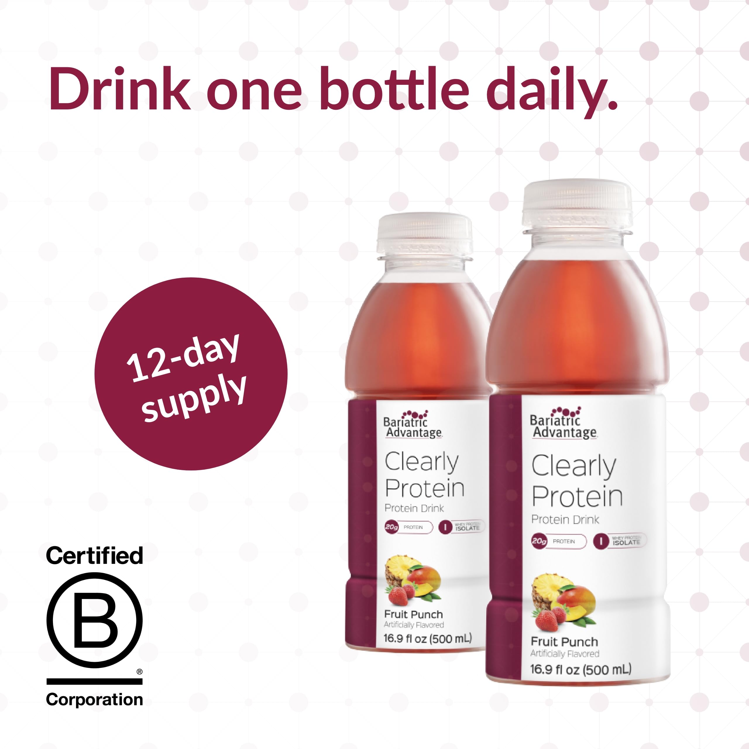 Bariatric Advantage Clearly Protein scoop shows easy-measure scoop for on-the-go nutrition.