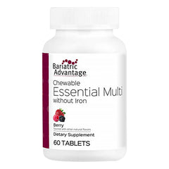 Front of Bariatric Advantage Essential Multivitamin Without Iron Berry bottle