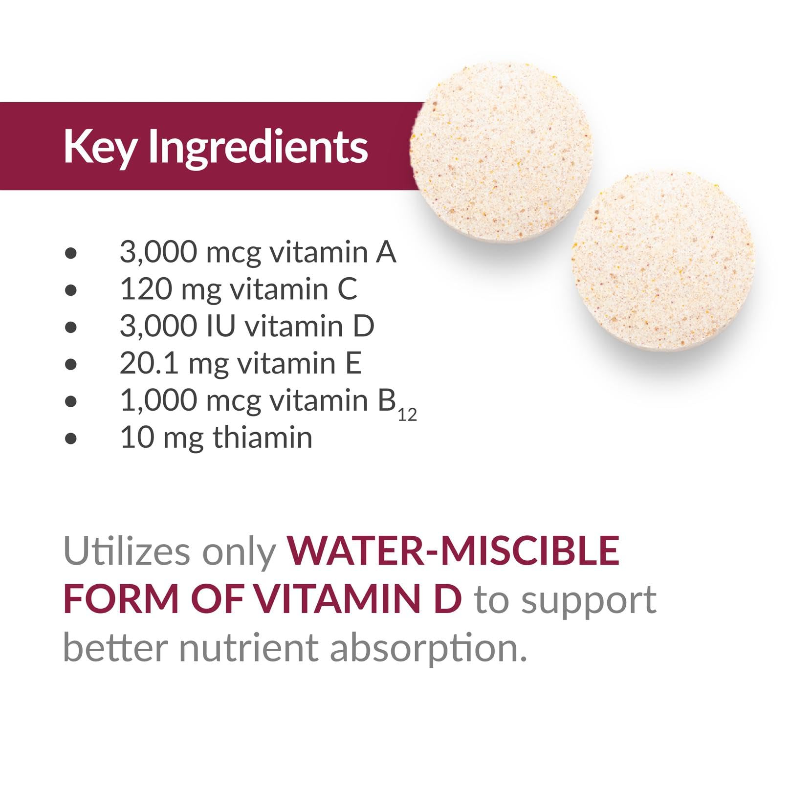 Nutrition facts label for bariatric multivitamin