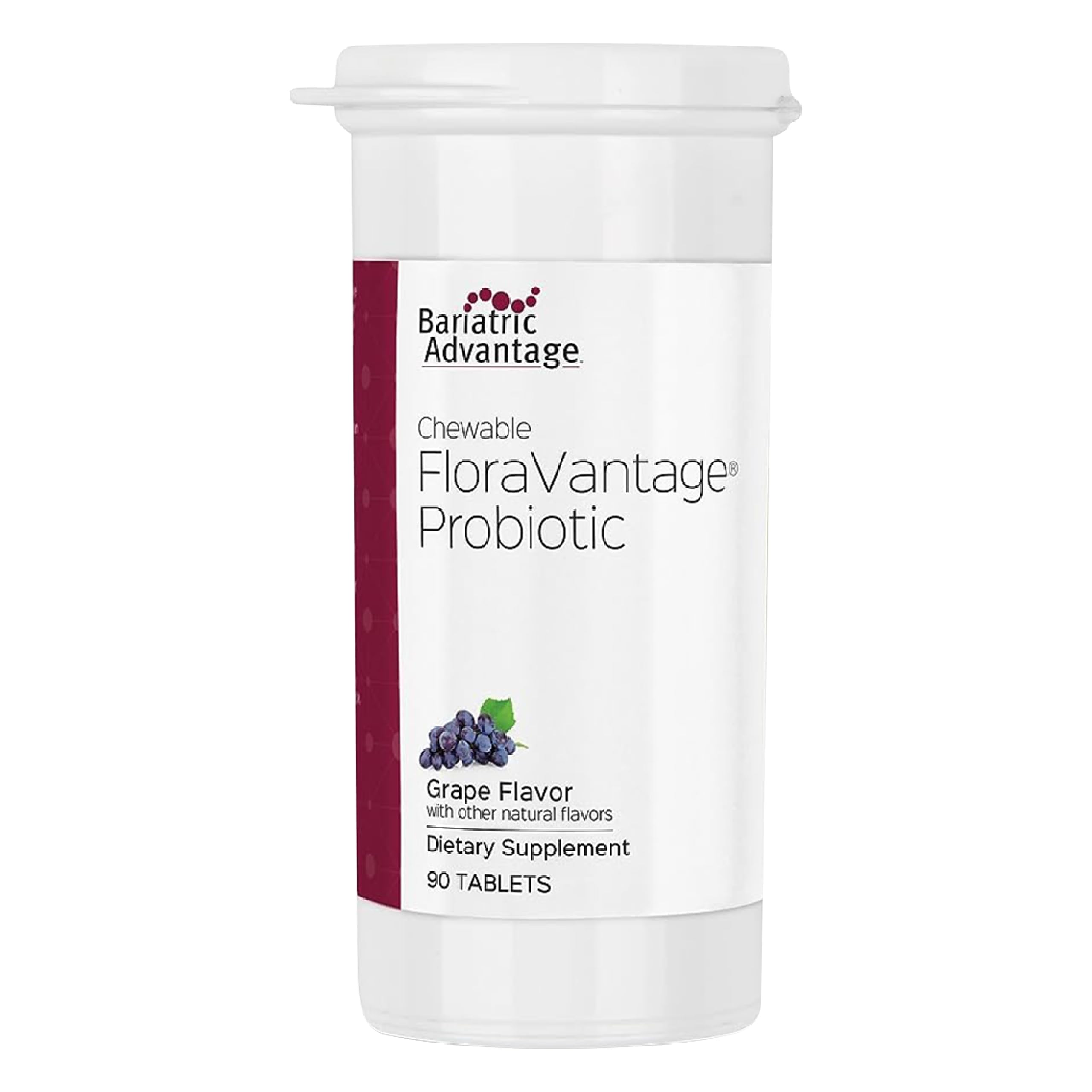 Bottle of Bariatric Advantage FloraVantage Probiotic with 90 chewable tablets