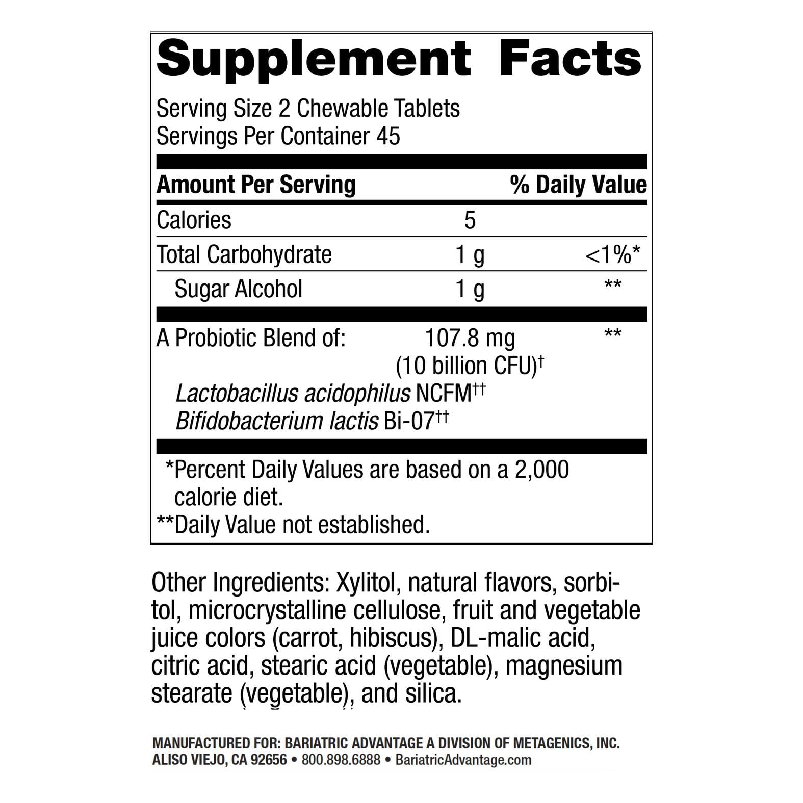Close-up of grape-flavored chewable probiotic tablet