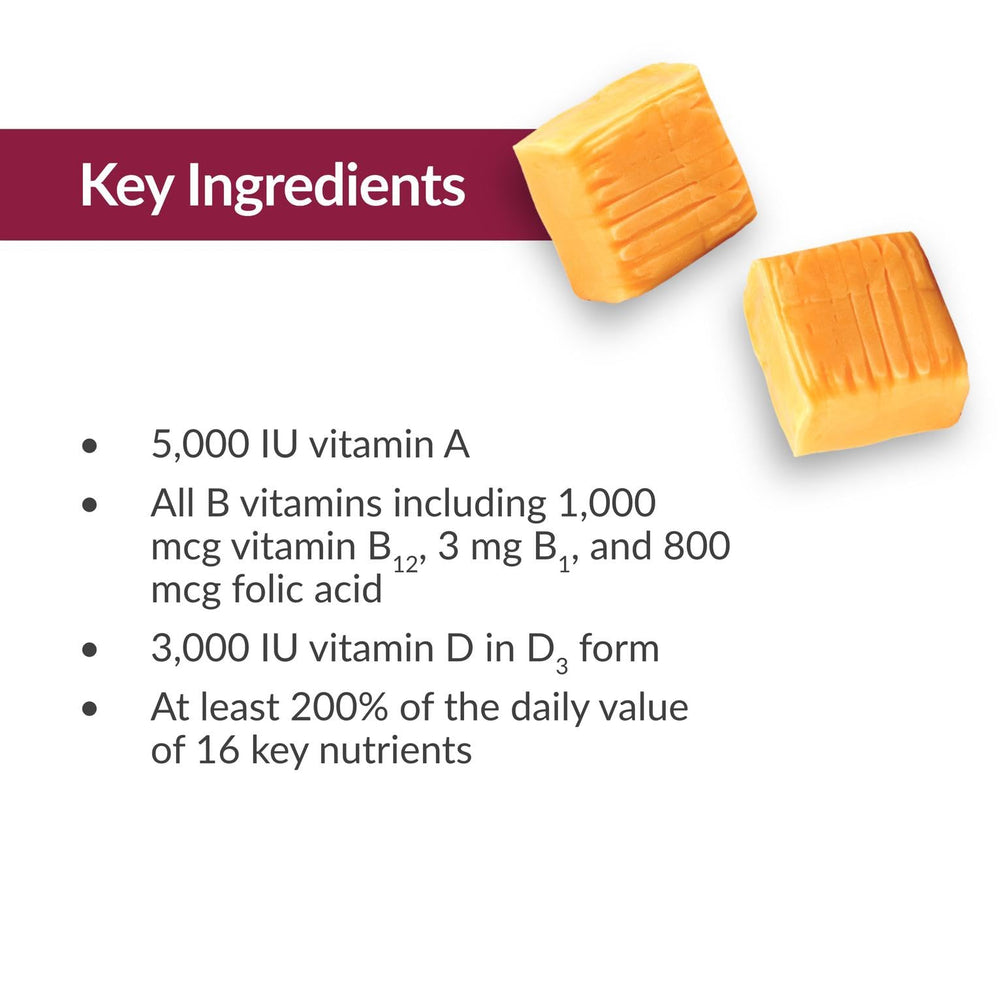 Folic acid 800 mcg included in the chew