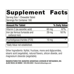 Chewable iron 29 mg with vitamin C and ingredients